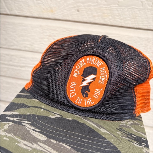 Mercury Marine Motors Hat fishnet patch snapback hat - Picture 2 of 7